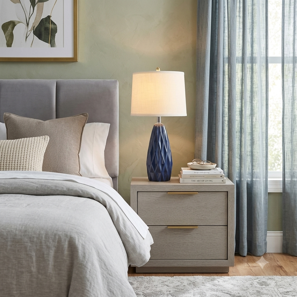 The Archon Navy Ceramic Accent Lamp